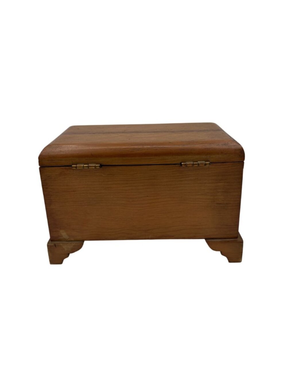 Vintage Rustic Solid Wood Footed Jewelry or Trinket Box With Hinged Lid - 7" X 4 - Picture 8 of 13